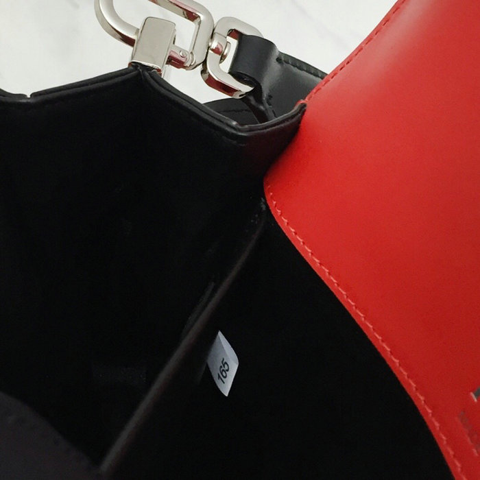 Prada Sidonie Leather Shoulder Bag Brown Red and Black 1BD168