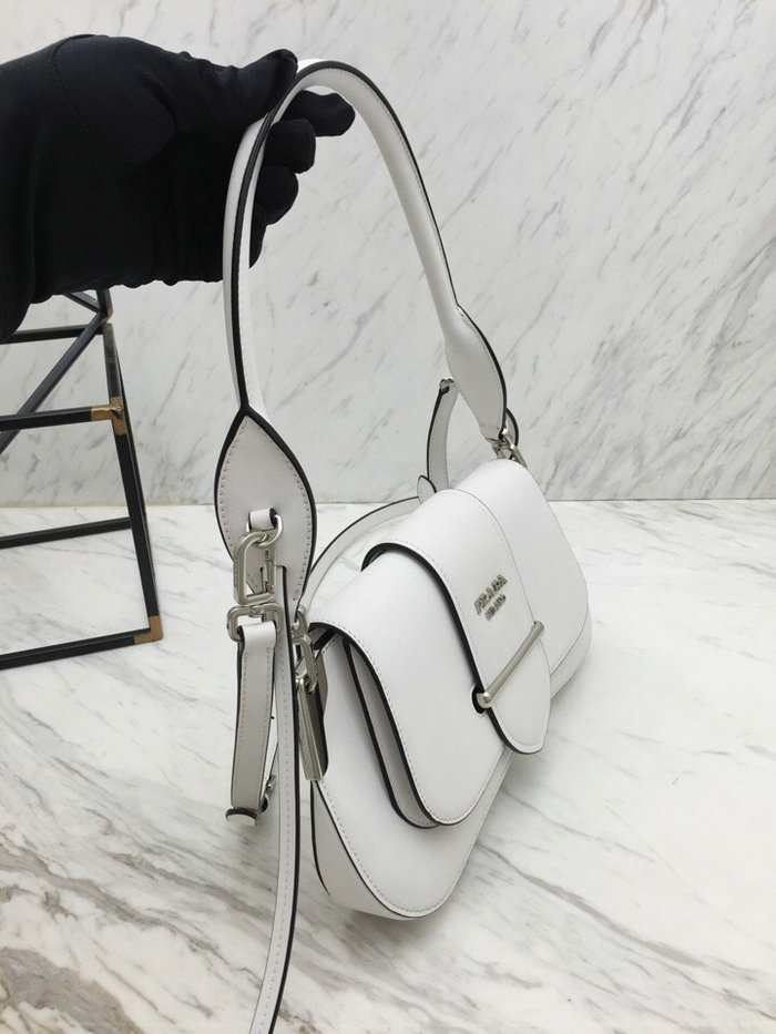 Prada Sidonie Leather Shoulder Bag White 1BD168