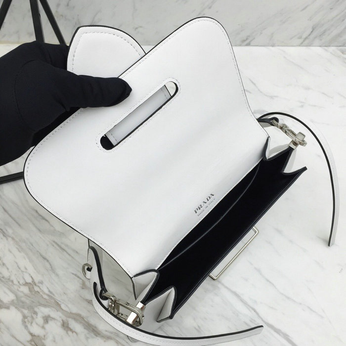Prada Sidonie Leather Shoulder Bag White 1BD168