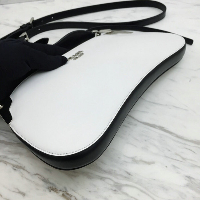 Prada Sidonie Leather Shoulder Bag White 1BH111