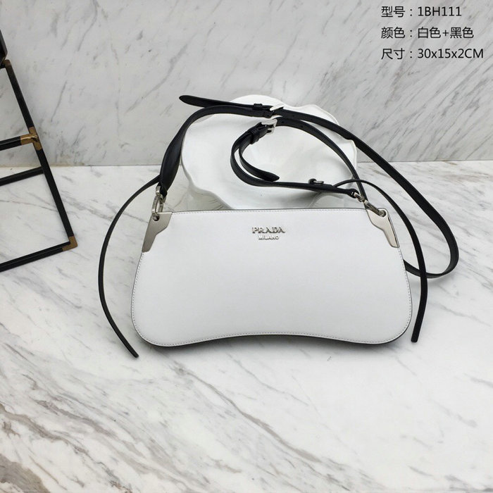 Prada Sidonie Leather Shoulder Bag White 1BH111