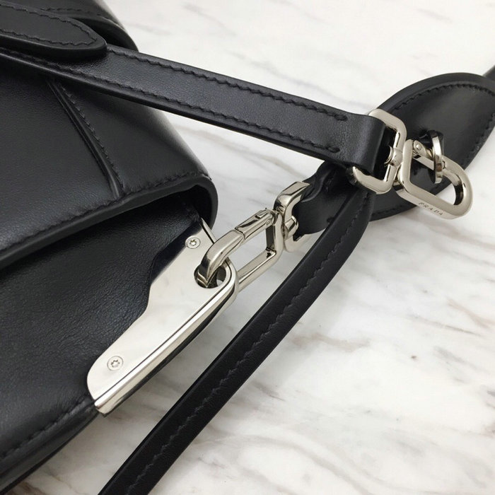 Prada Sidonie Two-tone Leather Shoulder Bag Black 1BD168