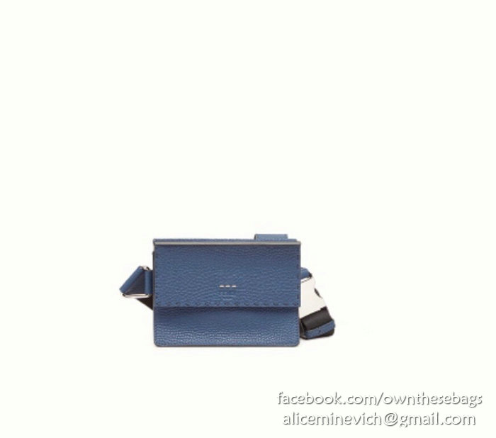 Fendi Calfskin Messenger Bag Blue F86731