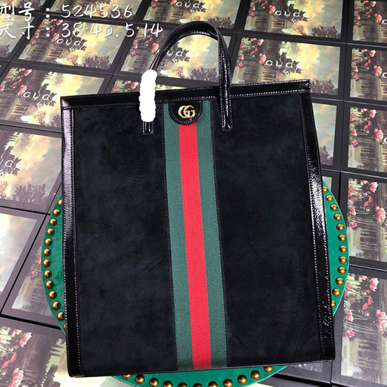 Gucci Ophidia Suede Tote Bag Black 524536