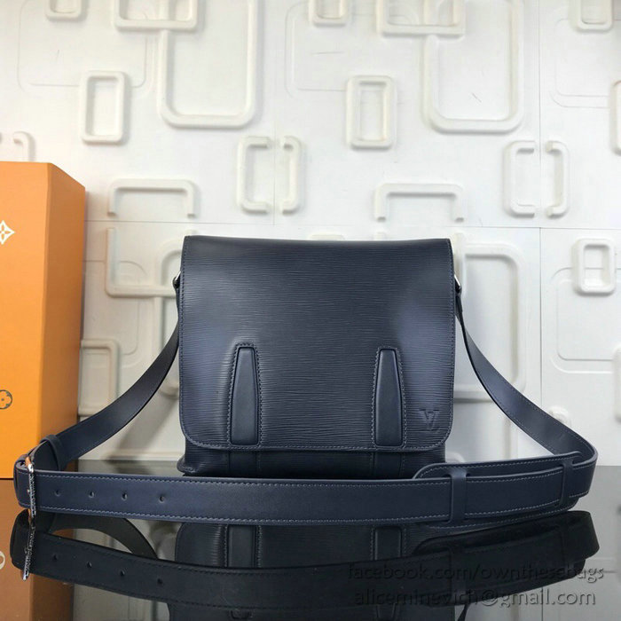 Louis Vuitton Epi Leather Harrington Messenger Bag Blue M53409