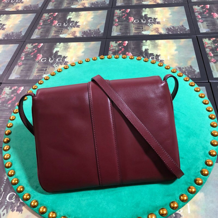 Gucci Arli Medium Leather Shoulder Bag Burgundy 550126