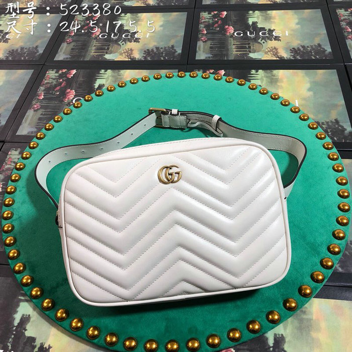 Gucci GG Marmont Matelasse Belt Bag White 523380