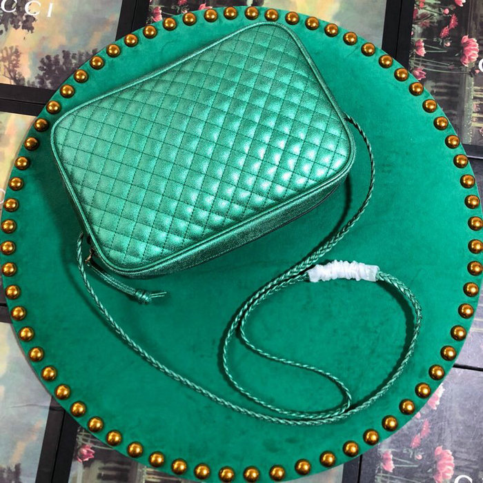 Gucci Laminated Leather Small Shoulder Bag Green 541061