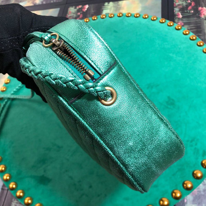 Gucci Laminated Leather Small Shoulder Bag Green 541061