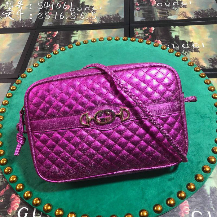 Gucci Laminated Leather Small Shoulder Bag Purple 541061
