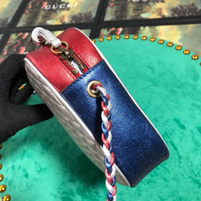 Gucci Laminated Leather Small Shoulder Bag Red and Blue 541061