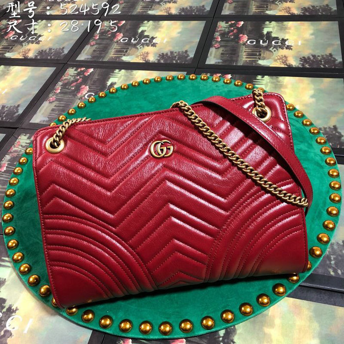 Gucci Leather Tote Red 524592