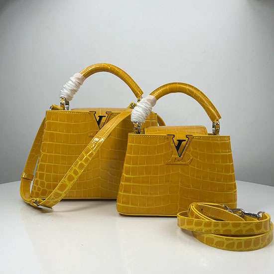 Louis Vuitton Calfskin Capucines Mini Yellow N94227