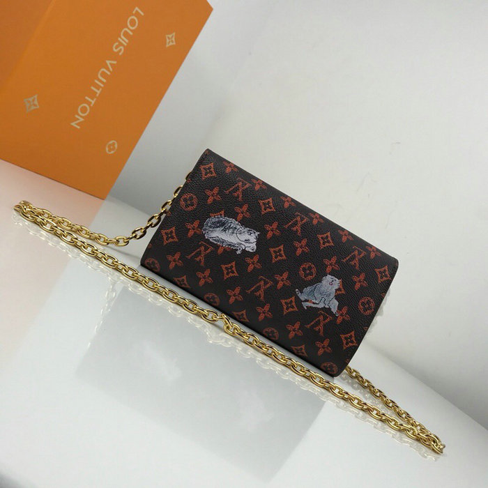 Louis Vuitton Monogram Canvas Twist Chain Wallet Red M63888