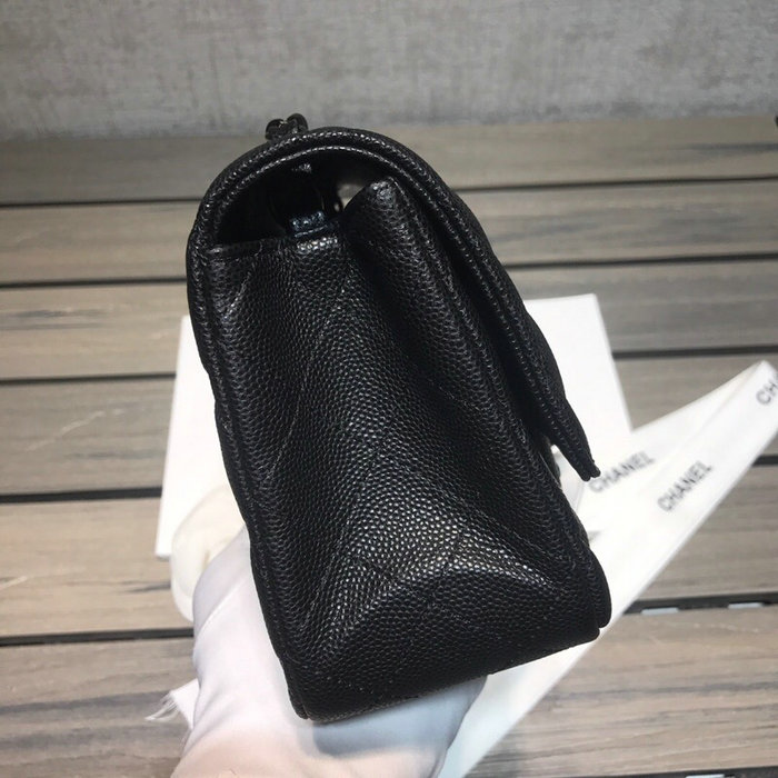 Classic Chanel Grained Calfskin Mini Bag Black with Black Hardware CF1115
