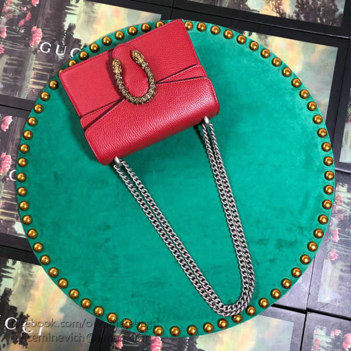 Gucci Dionysus Leather Mini Bag Red 421970