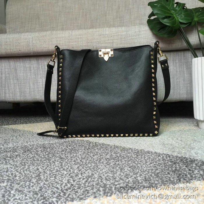 Valentino Soft Calfskin Hobo Bag Black V50031