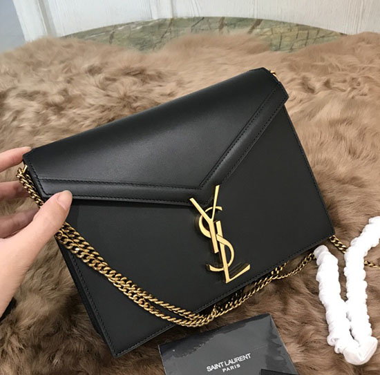 Saint Laurent Cassandra Monogram Clasp Bag in Black Smooth Leather 532750