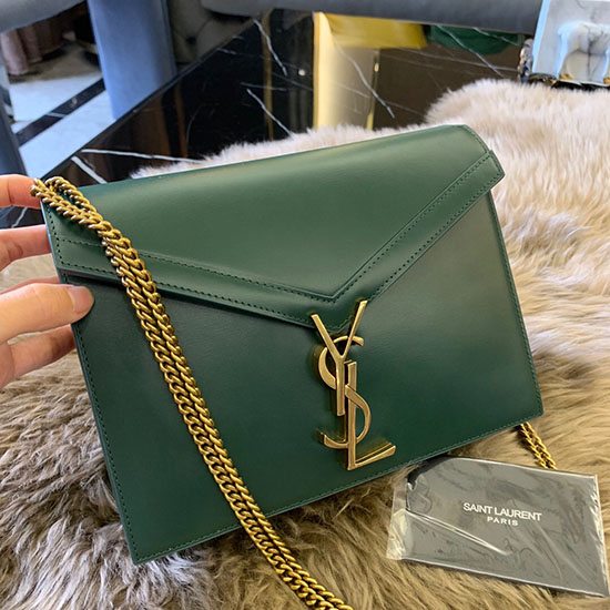 Saint Laurent Cassandra Monogram Clasp Bag in Green Smooth Leather 532750