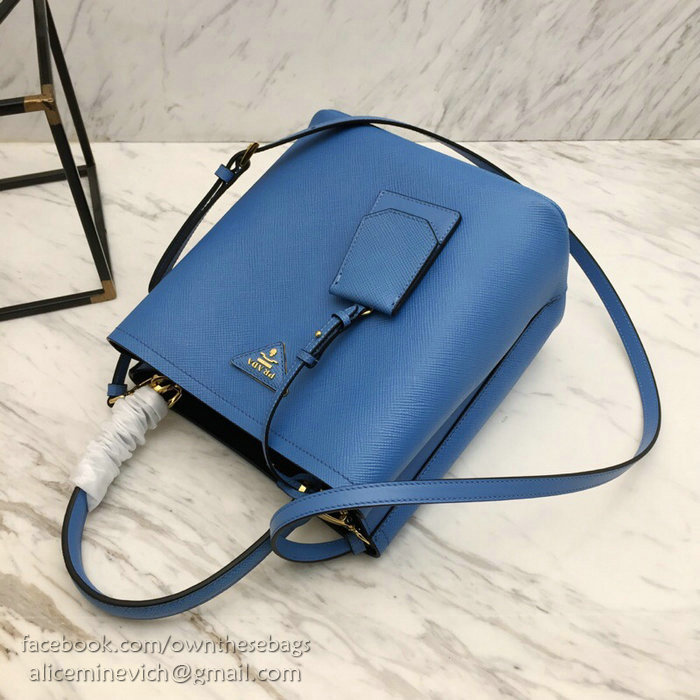 Prada Saffiano Leather Double Medium Bag Light Blue 1BA212