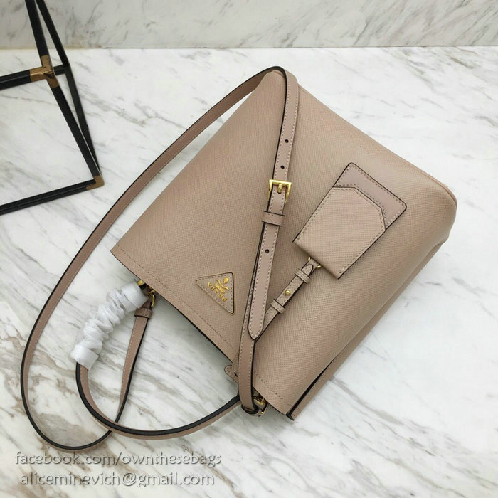 Prada Saffiano Leather Double Medium Bag Pink 1BA212