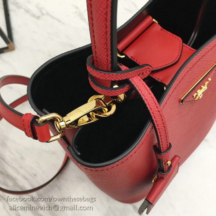 Prada Saffiano Leather Double Medium Bag Red 1BA212
