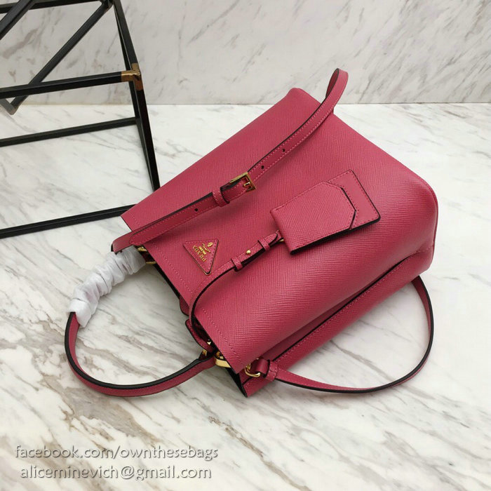 Prada Saffiano Leather Double Medium Bag Rose 1BA212