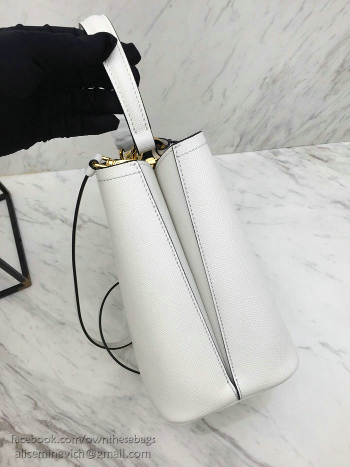 Prada Saffiano Leather Double Medium Bag White 1BA212