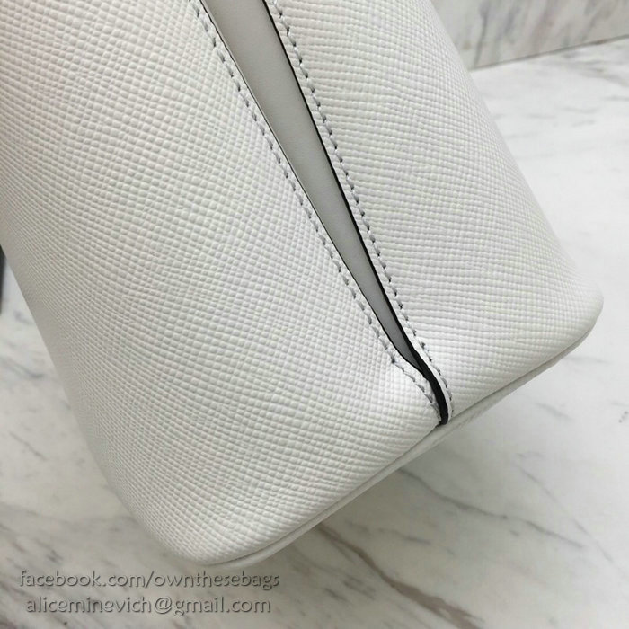 Prada Saffiano Leather Double Medium Bag White 1BA212