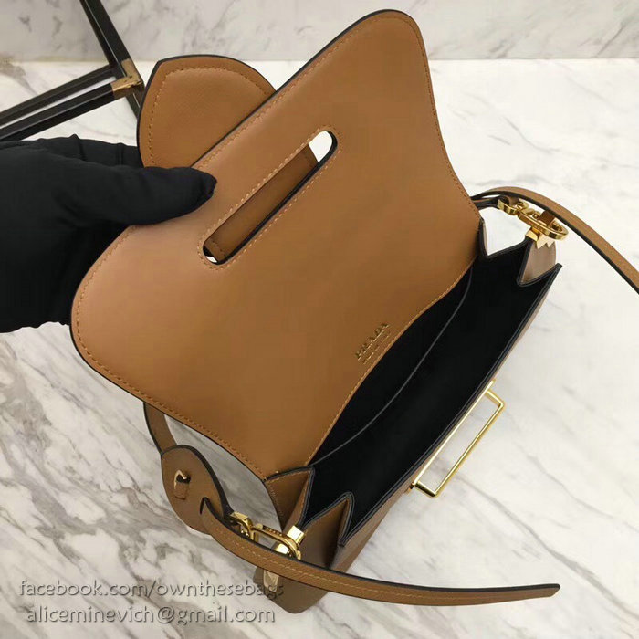 Prada Saffiano Leather Shoulder Bag Brown 1BD168