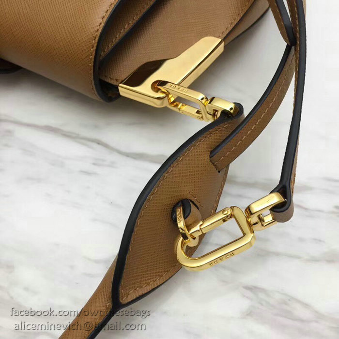 Prada Saffiano Leather Shoulder Bag Brown 1BD168
