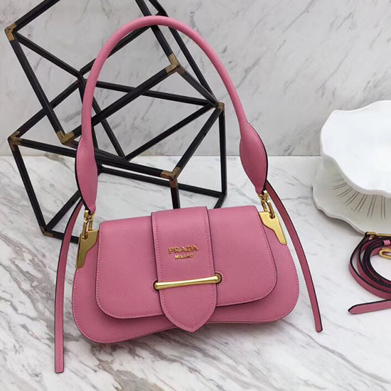 Prada Saffiano Leather Shoulder Bag Pink 1BD168