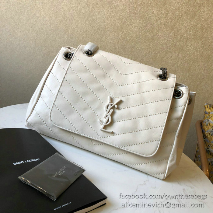 Saint Laurent Medium Nolita Bag in Vintage Leather White 554265
