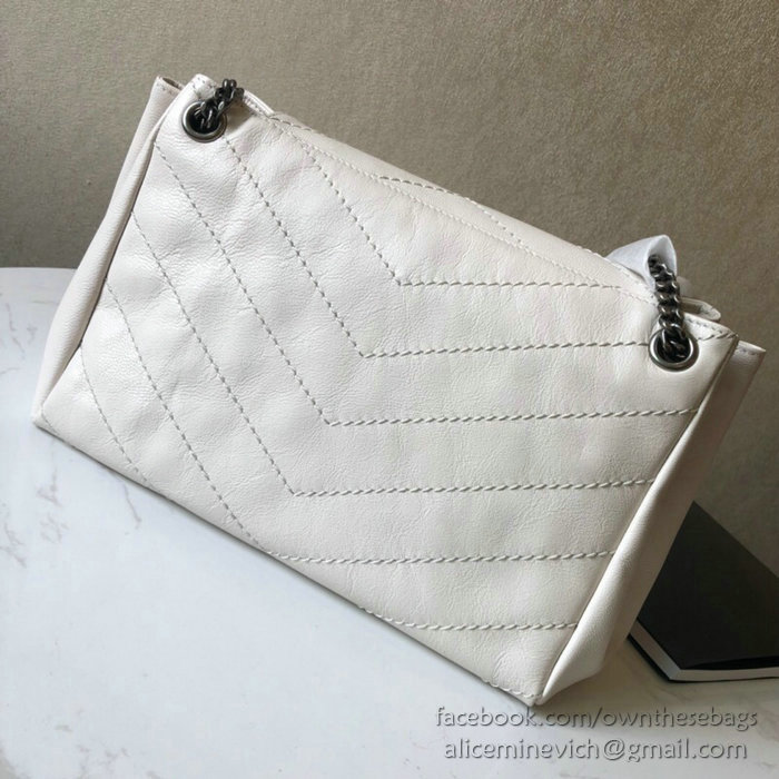 Saint Laurent Nolita Small Chain Bag in Vintage Leather White 554284