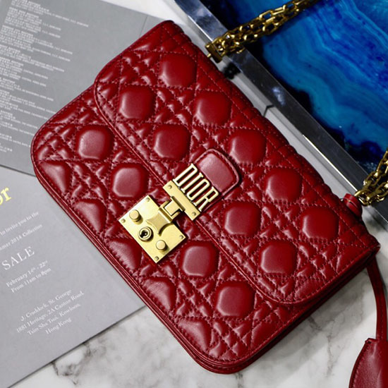 Dior Addict Lambskin Flap Bag Burgundy D42001