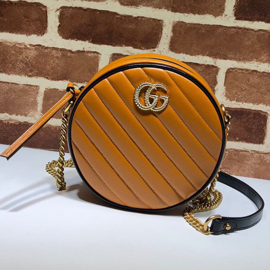 Gucci GG Marmont mini round shoulder bag Cognac 550154