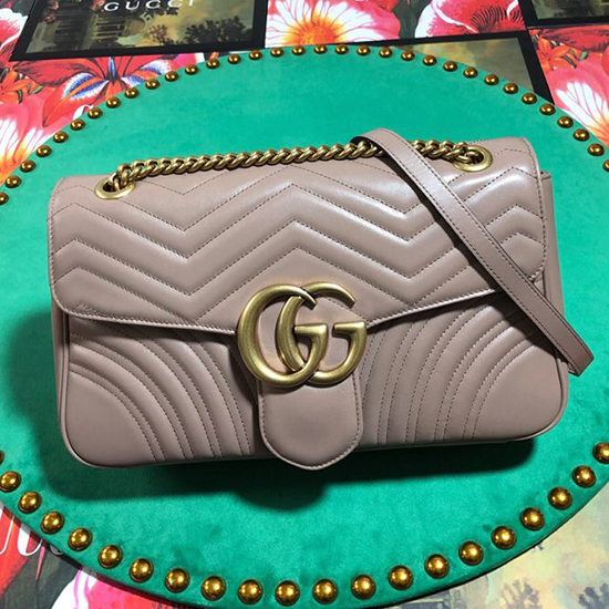 Gucci GG Marmont Matelasse Shoulder Bag Nude 443496