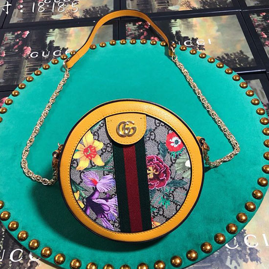 Gucci Ophidia GG Flora Mini Round Shoulder Bag 550618