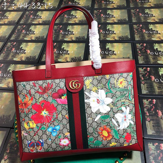 Gucci Ophidia GG Flora Medium Tote Red 547947