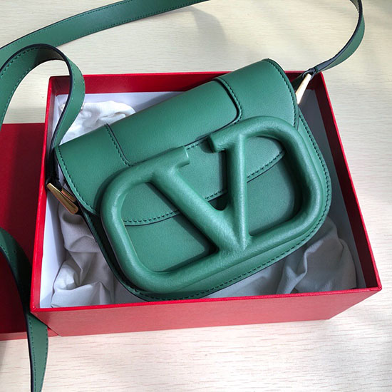 Valentino Small Supervee Calfskin Crossbody Bag Green V07192