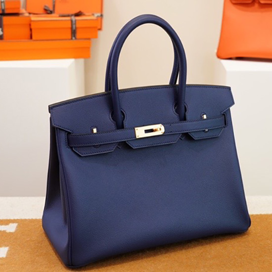 Hermes Epsom Leather Birkin Bag Blue HB253035