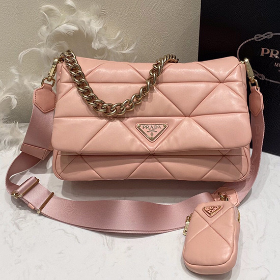 Prada System Nappa Leather Patchwork Bag Pink 1BD291