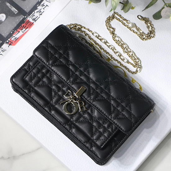 Dior lambskin Chain Wallet Black DM7001