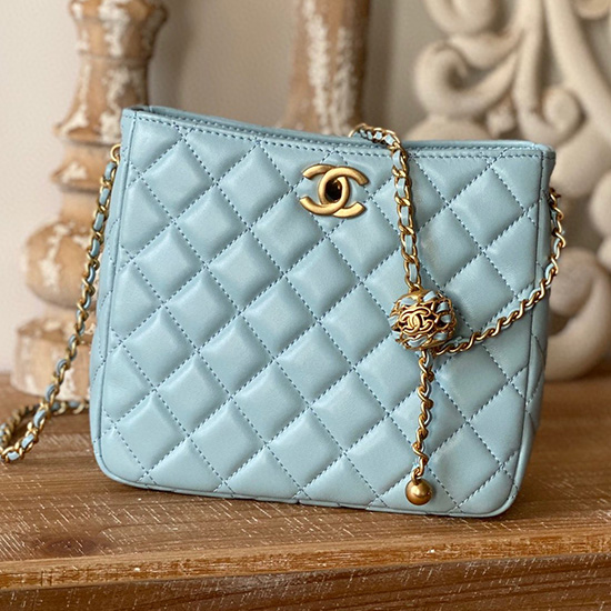 Chanel Lambskin Crossbody Bag Blue AS3259