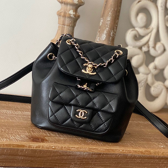 Chanel Lambskin Duma Backpack Black AS2908