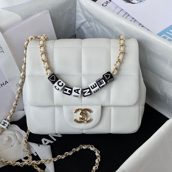 Chanel Lambskin Flap Bag White AS3330