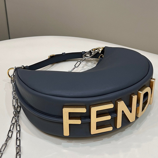 Fendi Fendigraphy Small Leather Bag Dark Blue F80056