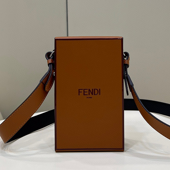 Fendi Vertical Box leather bag Brown F70309
