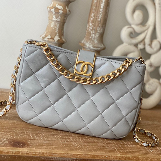 Chanel Hobo Handbag Grey AS3476