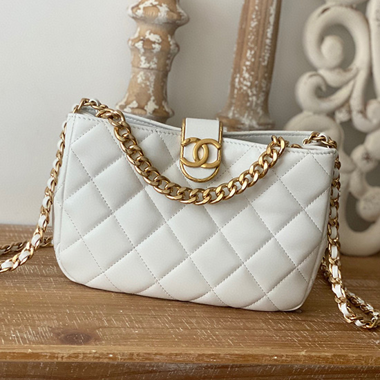 Chanel Hobo Handbag White AS3476